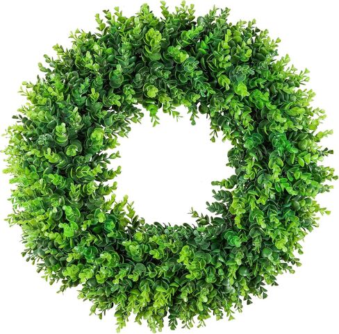 DDHS 32 inch Boxwood Wreath, Artificial Large Summer Wreaths for Front Door with Yellow Cloth can DIY Shaped, Spring or Summer Wreaths for Hanging in The Shop, Farmhouse, Roof Green Wreath Decoration in Kuwait