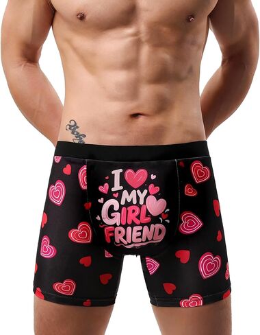 Evankin Men Funny Heart Boxer Briefs, Sexy Fun Novelty Underwear, Comfort Breathable Soft Underpants Shorts in Saudi Arabia