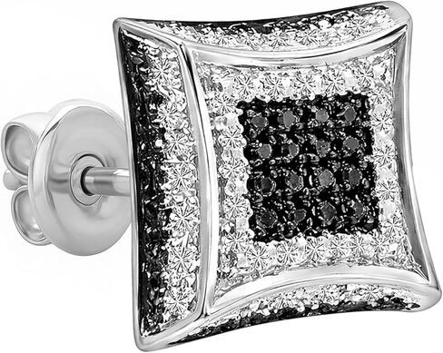 Dazzlingrock Collection Round Diamond Kite Shape Unisex Stud Earring (1Pc Only) in 925 Sterling Silver in Kuwait