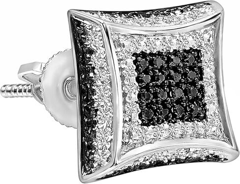 Dazzlingrock Collection Round Diamond Kite Shape Unisex Stud Earring (1Pc Only) in 925 Sterling Silver in Saudi Arabia