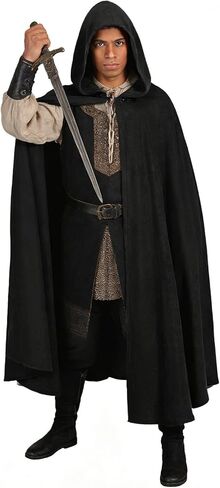 Renaissance Cloak for Men Women,Adult Renaissance Hooded Cape,Medieval Cloak,Women Men Victorian Velvet Cape in Kuwait