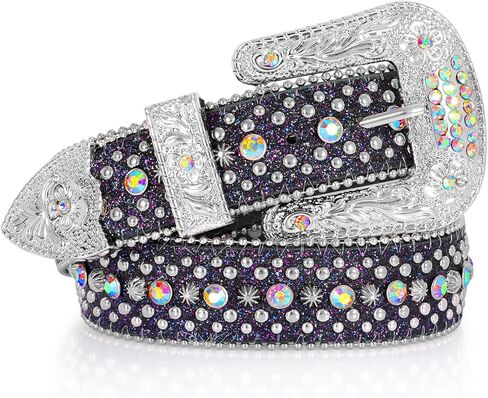 SUOSDEY Men Women Rhinestone Belt Western Cowboy Cowgirl Shine Crystal Diamond Studded Luxury Strap Belts in Saudi Arabia