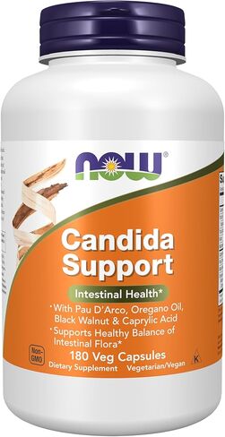 NOW Supplements, Candida Support with Pau D'Arco, Oregano Oil, Black Walnut & Caprylic Acid, 180 Veg Capsules in Saudi Arabia