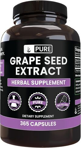 PURE ORIGINAL INGREDIENTS Grape Seed Extract (365 Capsules) No Magnesium Or Rice Fillers, Always Pure, Lab Verified in Kuwait