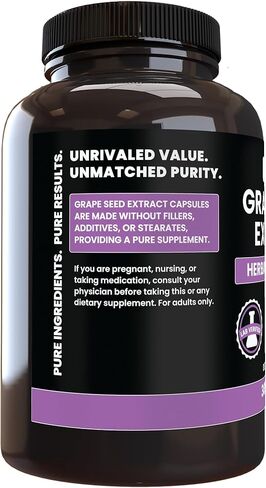 PURE ORIGINAL INGREDIENTS Grape Seed Extract (365 Capsules) No Magnesium Or Rice Fillers, Always Pure, Lab Verified in Kuwait