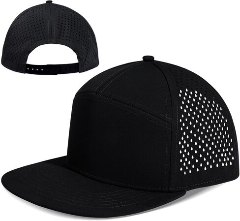 Big Head L/XXL Flat Brim Hat Adjustable Water-Resistance Performance Snapback Cap 7 Panel Hats for Men in Kuwait