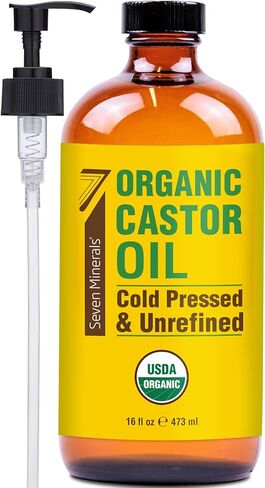 New 16 fl oz Glass Bottle Castor Oil Organic Cold Pressed Unrefined Glass Bottle Pack - 100% Pure USDA Certified Organic Hexane Free in Kuwait