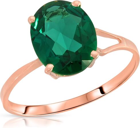 Galaxy Gold GG 1.90 Carats 14K Solid Yellow Gold Emerald Solitaire Ring with Genuine Vibrant Emerald Brilliant Cut Anniversary Engagement Promise Valentines for Her Him Unisex Ring in Saudi Arabia