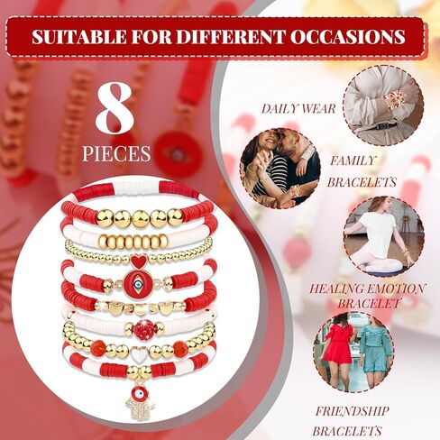 cagulax Evil Eye Bracelets Decor-Evil Eye Bracelets For Women Bulk-Stretch Bracel Friendship Charms Couple Birthday Gifts in Saudi Arabia