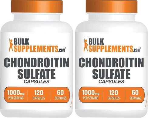 BULKSUPPLEMENTS.COM كبسولات كبريتات الكوندرويتين - مكملات كبريتات الكوندرويتين، كبريتات الكوندروتين 1000 مجم - مكمل للعظام والمفاصل، خالي من الغلوتين، 2 كبسولة لكل وجبة، 120 كبسولة in Kuwait