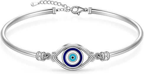 Evil Eye Bracelet for Women Sterling Silver 925 Turkish Greek Blue Evil Eye Bracelets Jewelry Bangle in Saudi Arabia