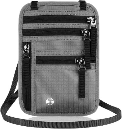 5.5" L x 7.8" W Travel Neck Wallet, RFID Blocking Passport Holder for Travel Women Men, Security Lightweight Passport Travel Wallet, Neck Pouch Gifts for Traveling Family (Black) in Kuwait