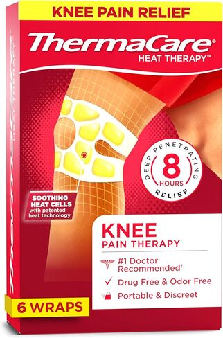 ThermaCare Knee HeatWraps – Targeted Knee Pain Relief with 8-Hour Therapeutic Heat – Flexible, Discreet, Drug-Free & Portable Heat Therapy, (4 Count) in Kuwait