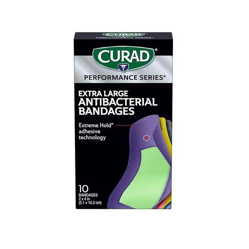 ضمادات Curad Performance Series Ironman XL المضادة للبكتيريا، تقنية اللصق القصوى، ضمادات قماشية، 10 قطع in Saudi Arabia