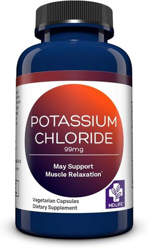مكمل كلوريد البوتاسيوم من إم دي لايف - تم اختباره معمل طرف ثالث - 99 ملجم 90 قطعة - كبسولات كلوريد البوتاسيوم قد تساعد في دعم وظيفة العضلات وضغط الدم الصحي، مكمل البوتاسيوم النباتي in Kuwait