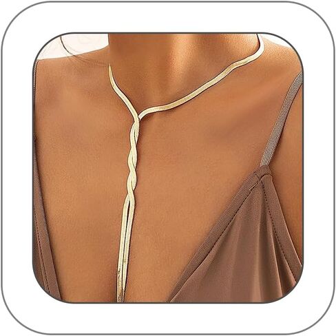 GIGB PBDK Gold Snake Bone Chain Y Necklace for Women Fashion Dainty Bendable Long Twist Pendant Choker Vintage Thick Clavicle Necklace Minimalist Charm Jewelry in Saudi Arabia