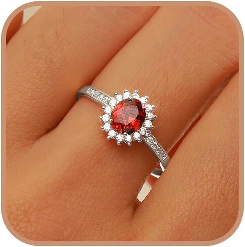 Ruby Rings for Women 925 Sterling Silver 14k Gold Plated Julystone Red Gemstone Ring Rings Rings Rings for لها Zirconia Zirconia Enterganting Band Band Ring Jewelry Greading Gifts in Kuwait