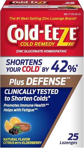 Cold-Eeze Plus Defense أقراص استحلاب عسل المانوكا الطبيعية والليمون والزنك، علاج البرد المثلي، يقصر أعراض نزلات البرد الشائعة، ويعزز صحة المناعة، سامبوكوس نيجرا، إشنسا وثمر الورد، 25 قيراط. in Kuwait