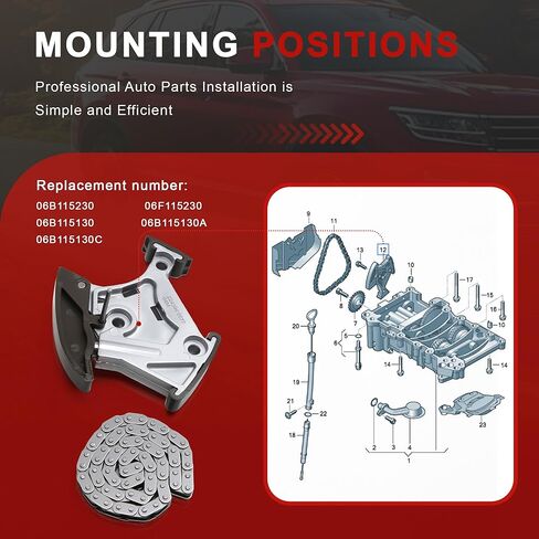 Engine Oil Pump Balance Shaft Assembly Tensioner Chain Kit Replacement For VW Eos Golf GTI Jetta Passat AUDI A1 A3 A4 A6 TT SEAT SKODA 2.0T (Tensioner) in Kuwait