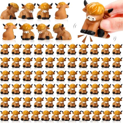 50 Pcs Rubber Highland Cow,Squeak and Floating Highland Cow Bath Toys,Moo Moo Subaru Cows Toy Highland Cow Figurines Mini Highland Cow for Shower Birthday Gifts Party Favors in Saudi Arabia