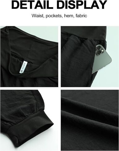 QUEZHU Women High Waist Joggers Palazzo Pants Fall Elastic Waist Casual Lounge Pants with Pockets in Saudi Arabia