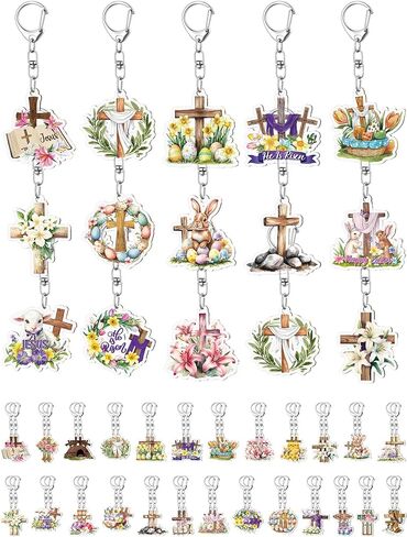 50 Pcs Plant Keychain Bulk Spring Flower Key Ring Gifts Plant Pot Acrylic Keychain for Women Men Adult Pool Birthday Decor in Kuwait