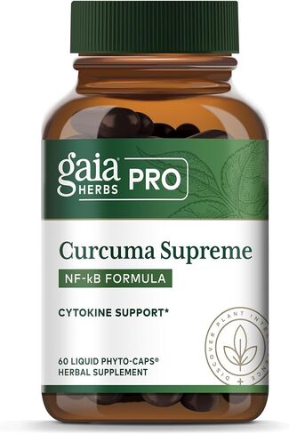 Gaia Herbs Pro Curcuma Supreme NF -KB - ملحق دعم المناعة - يحتوي على مستخلص الكركم وخلاصة الفلفل الأسود - 120 سائلًا فيتو كبس in Kuwait