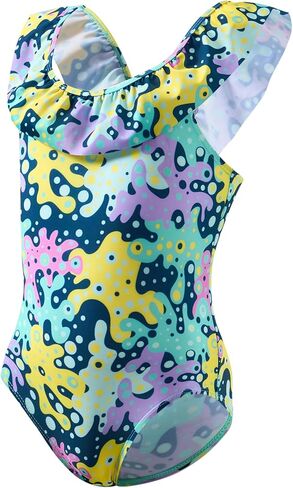 ملابس سباحة قطعة واحدة للفتيات بدلة استحمام للأطفال الصغار ملابس سباحة لطيفة سريعة الجفاف مخططة مكشكشة مقاس الأزهار 2-10T in Kuwait