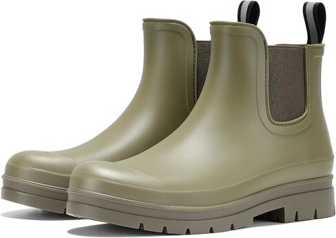 Furuian المرأة الكاحل احذية المطر مقاوم للماء تشيلسي احذية المطر أحذية مطاطية المرأة قصيرة حديقة الأحذية المضادة للانزلاق في الهواء الطلق خفيفة الوزن العمل الجوارب in Kuwait