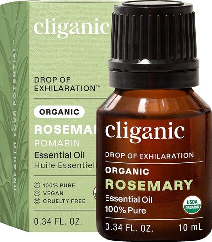 Cliganic Organic Rosemary Essential Oil, 2oz - 100% Pure Natural Undiluted, for Aromatherapy | Non-GMO Verified in Kuwait