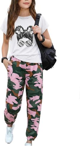 Arshiner Girls Clothes 2 Piece Summer Outfits Drop Shoulder Top Pullover Sweatpants Jogger Set Sweatsuits Tracksuits 6-14Y in Saudi Arabia