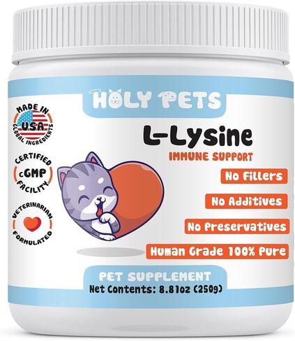 100% Pure L-Lysine Powder for Cats – No Fillers, Additives or Preservatives – 1,000mg per Scoop – Immune, Respiratory & Eye Support – Helps with Sneezing, Runny Nose & Cold Symptoms in Kuwait