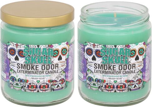 Smoke Odor Exterminator 13oz Jar Candles Sugar Skull, Pack of 2 in Kuwait