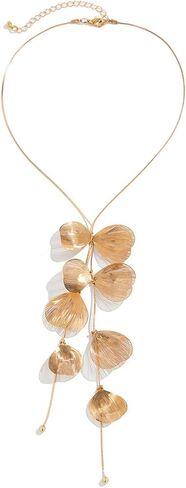 Gold Statement Long Necklace for Women Trendy Lariat Necklace Gold Silver Flower Y Necklaces Dainty Dangle Pendant Jewelry for Women in Kuwait