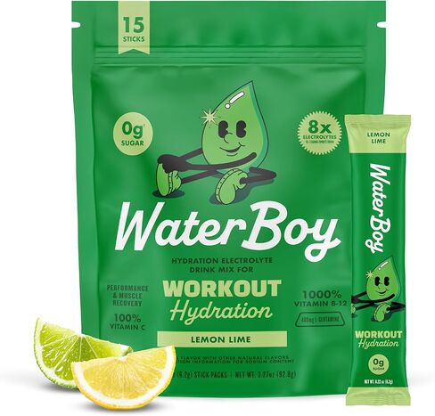 Waterboy Workout Hydration | 2,960mg Sugar Free Electrolyte Powder Packets | L-Glutamine + Vitamins | No Sugar, All Natural, Gluten Free | 15 Drink Stick Mixes (Blue Raspberry) in Saudi Arabia