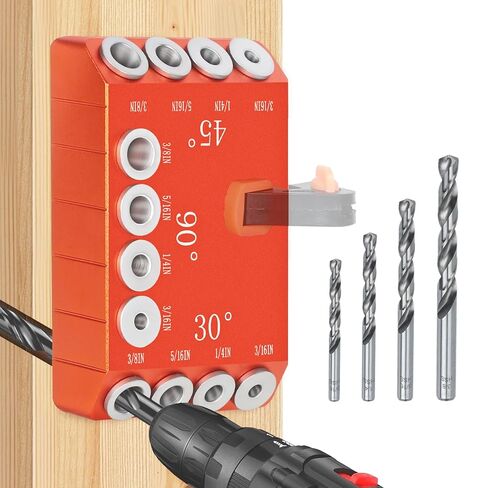 Steel DN Mate Aluminum Drill Guide, 30 45 90 Degree Angle 4 Sizes for Cable Railing Lag Screw Wood Post, Drill Hole Guide Jig for Angled/Straight Holes for Deck Cable Stair Handrail DG12 in Kuwait