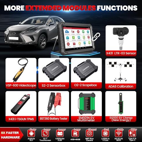 LAUNCH X431 PRO3S+ Elite, 2024 All-in-One Bidirectional Scan Tool with J2534,HD Trucks Scan, OEM Topology Map, 50+Service,Online Coding Full System Scanner, CANFD DOIP, FCA SGW, 2 Yrs Update in Kuwait