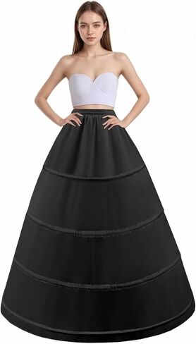Women's Petticoat 4 Hoop Underskirt Crinoline Floor Length for Wedding Ball Gown Tutu Tulle Slips Skirt in Saudi Arabia