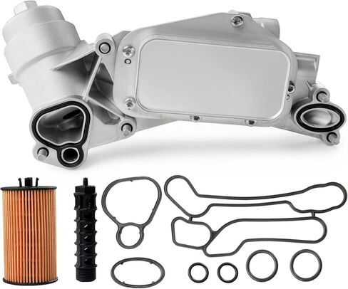 Engine Oil Cooler Filter Housing Assembly Adapter with Gaskets Compatible with 2008-2019 Chevy Cruze Sonic Aveo Malibu, Buick Cascada, Pontiac G3, Saturn Astra 1.6L 1.8L Replaces 918-432 25199751 in Saudi Arabia