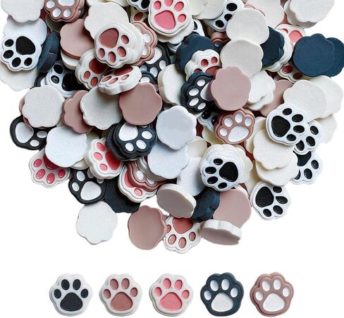 100pcs Slime Charms Resin Cat Paws Charms Kawaii Cute Set Mixed Assorted Sweets Flatback Slime Beads Making Supplies for DIY Craft Making and Ornament Scrapbooking (100pcs) in Kuwait