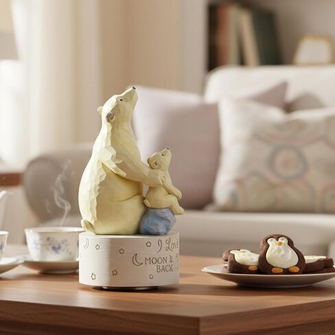 Aidlns Polar Bear Music Box تمثال ، هدايا شخصية موسيقية مرسومة باليد ، لذكرى عيد ميلاد حفيدة ابنتها ، تلعب أنت نغمة أشعة الشمس الخاصة بي in Kuwait