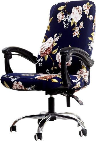 WOMACO Printed Office Chair Covers, Stretch Computer Universal Boss Modern Simplism Style High Back Chair Slipcover - Peony, Large in Kuwait