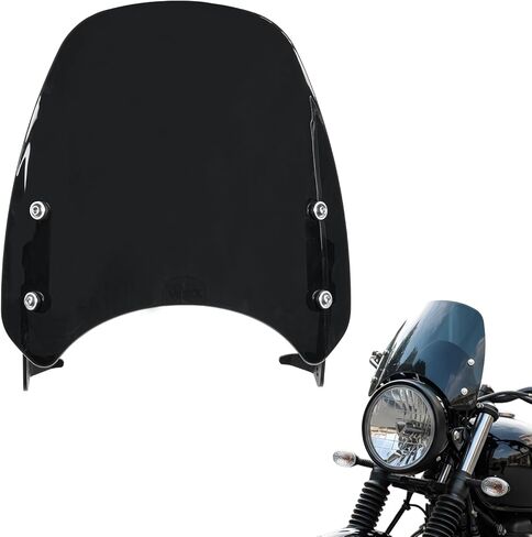 Motorcycle Windshield Deflector with Bracket Double Bubble Windscreen Fit for Triumph Street Twin 900 2019 2020 2021 2022 Wind Shield Screen Visor Flyscreen, Black in Kuwait