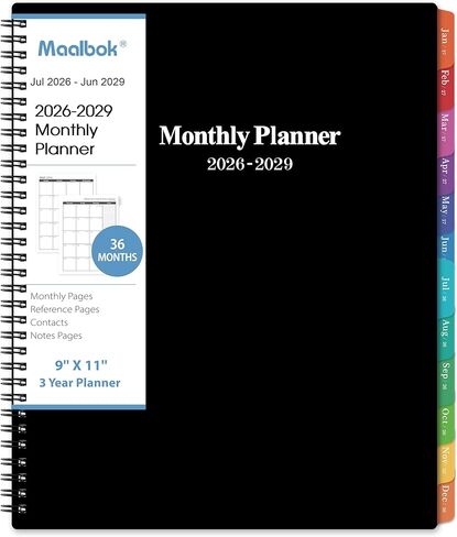 2025-2027 Monthly Planner/Calendar - 3 Year Monthly Planner 2025-2027, 9'' x 11'', January 2025 - December 2027, Calendar Planner with 36 Months Tabs, Double-side Pocket, Holidays, Notes Pages in Kuwait