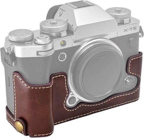 MUZIRI KINOKOO Fuji XT5 Case, Protective Case Compatible for Fuji XT5/X-T5 Camera - PU Leather Half- Body Bottom Case - Coffee in Kuwait