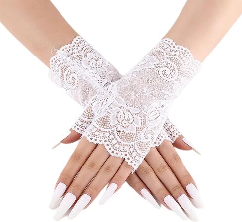 Hollow Out Fingerless Lace Gloves for Women, Short Bridal Opera Prom Gloves Tea Party Cosplay 1920s in Kuwait