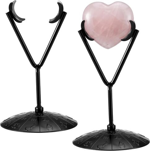 2 Pcs Heart Shape Metal Display Stand Adjustable Golden Rock Display Holder for Gemstones Minerals Agate Slabs Plates Seashell Sphere Crystal Ball Eggs Collectibles in Saudi Arabia