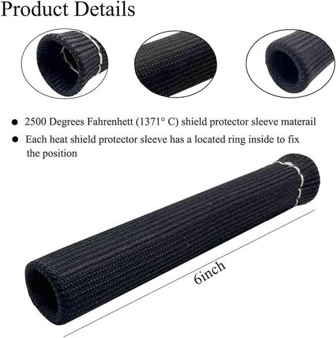 8pcs 2500 ° شرارة الأسلاك الأسلاك أحذية درع حرارة غلاف الأسلاك غلاف غلاف واقي ل LS1/LS2 SBC BBC 350 454 سيارة شاحنة (أسود) in Kuwait