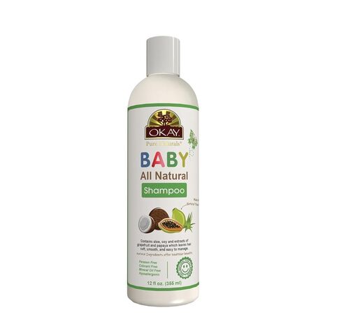 OKAY | All Natural Baby Shampoo | For All Hair Types | Cleanse, Nourish & Condition | With Papaya Extract | Free of Sulfate, Silicone & Paraben | 12 oz in Kuwait