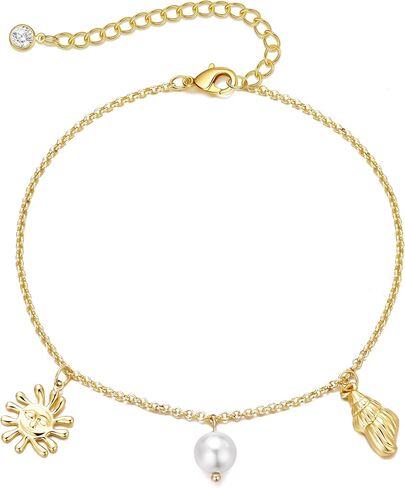 أساور الكاحل للنساء 14 كيلو جولد غولد فضي مطلي بالنساء للنساء بوهو مقاوم للمائية in Kuwait